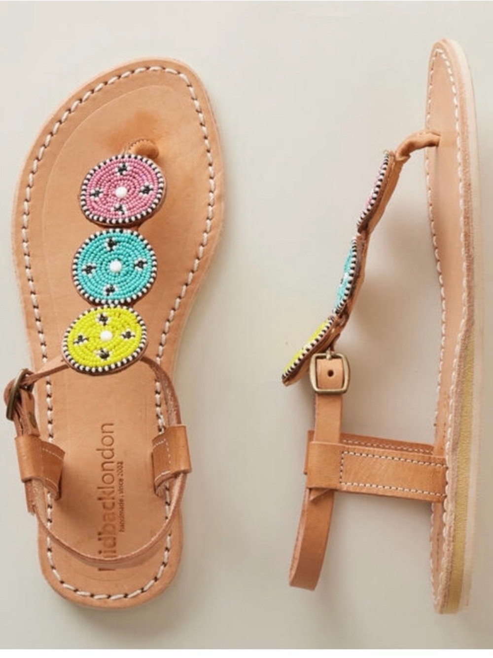 Laidback London colorful Isko flat leather sandal, size 42